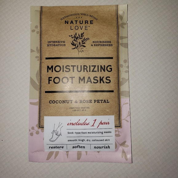 Just In: Brand New Nature Love Moisturizing Coconut and Rose Petals Foot Masks - Picture 2 of 4